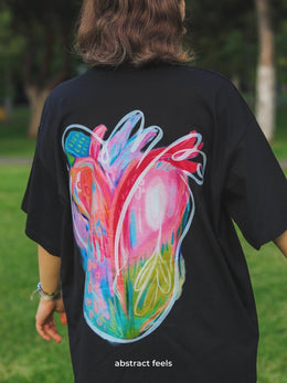 Tricou printat din inimă, negru